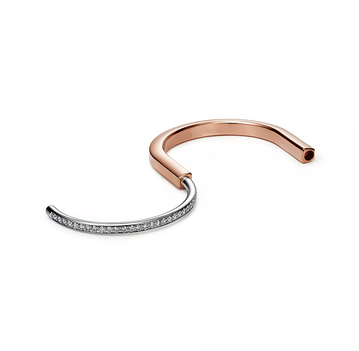 [⭐JeweliWhal]LOCK BRACELET ROSE AND WHITE GOLD DIAMOND