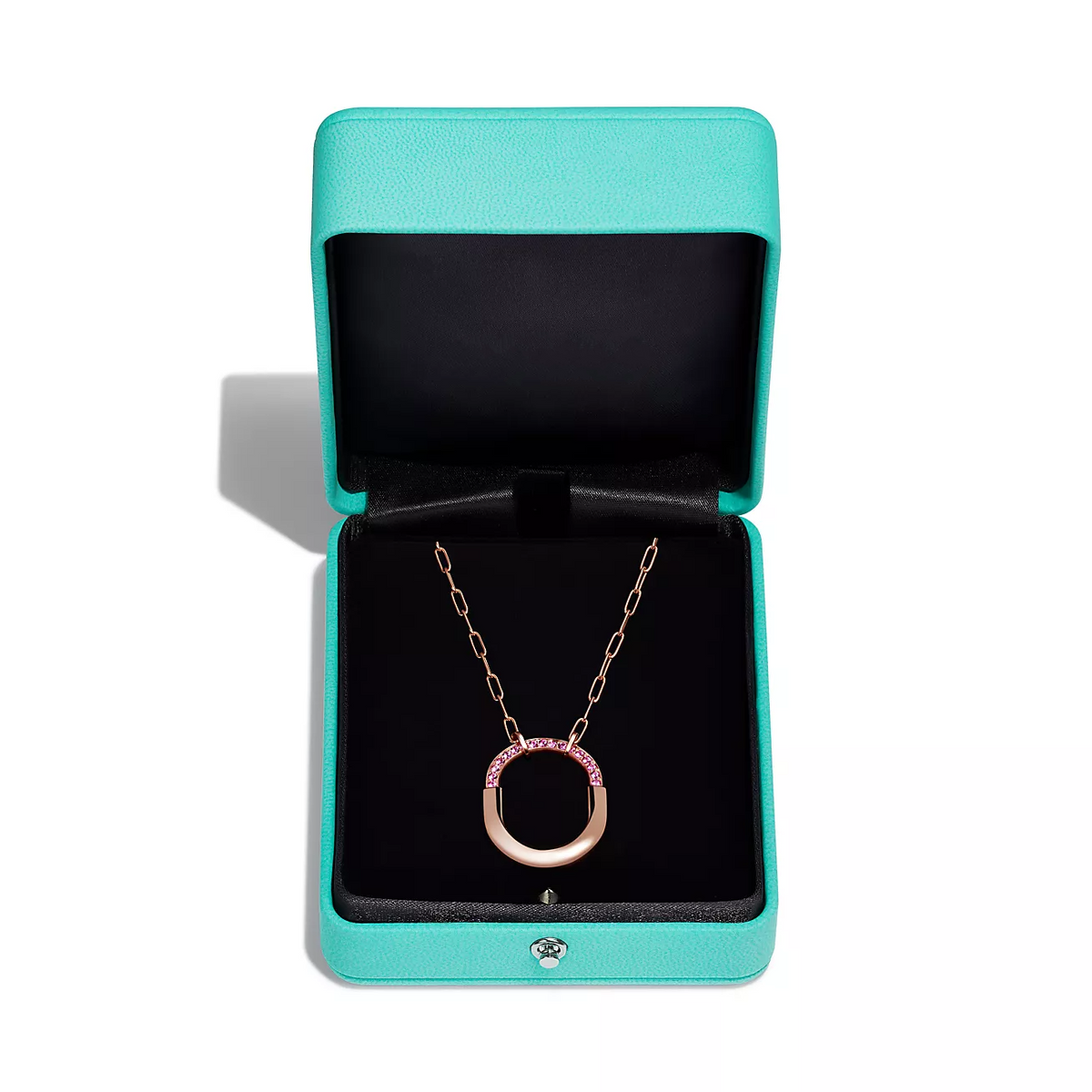 [⭐JeweliWhal]LOCK MEDIUM PENDANT PINK DIAMOND PINK GOLD NECKLACE
