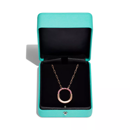 [⭐JeweliWhal]LOCK MEDIUM PENDANT PINK DIAMOND PINK GOLD NECKLACE