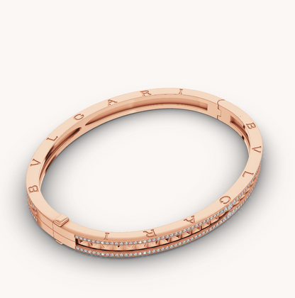 [⭐⭐JeweliWhal]ZERO 1 SPIRAL AND PAVED DIAMOND PINK GOLD BRACELET
