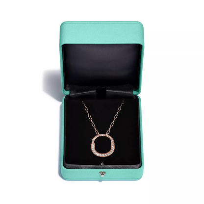 [⭐JeweliWhal]LOCK NECKLACE MEDIUM PENDANT PINK GOLD PAVED DIAMONDS