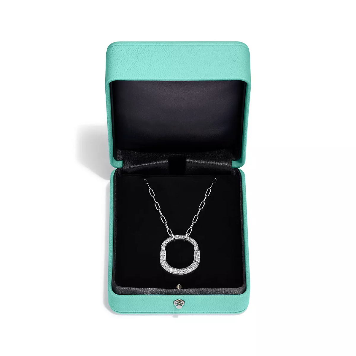 [⭐JeweliWhal]LOCK NECKLACE MEDIUM PENDANT SILVER PAVED DIAMONDS