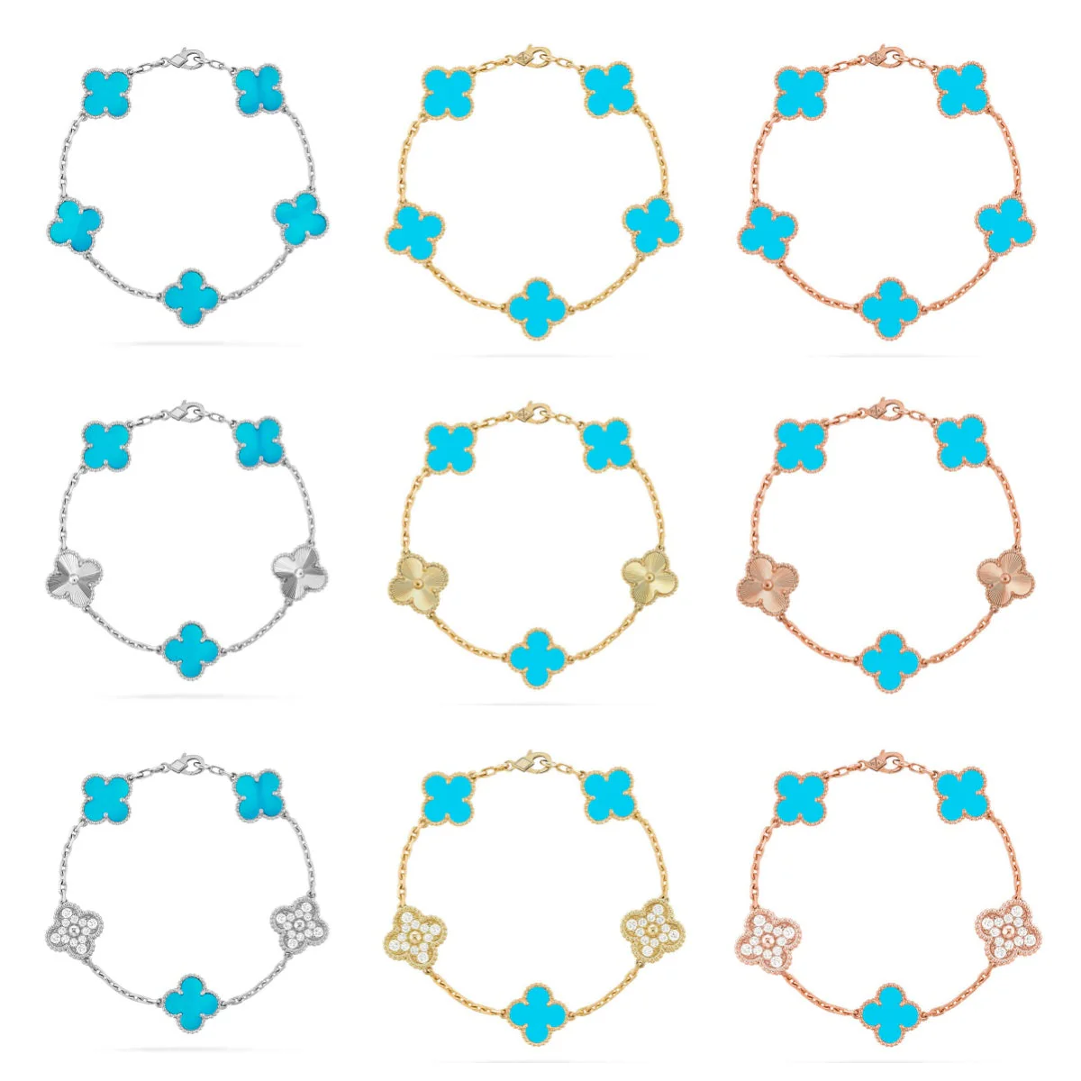 [⭐⭐JeweliWhal] CLOVER 5 MOTIF TURQUOISE BRACELET COLLECTION