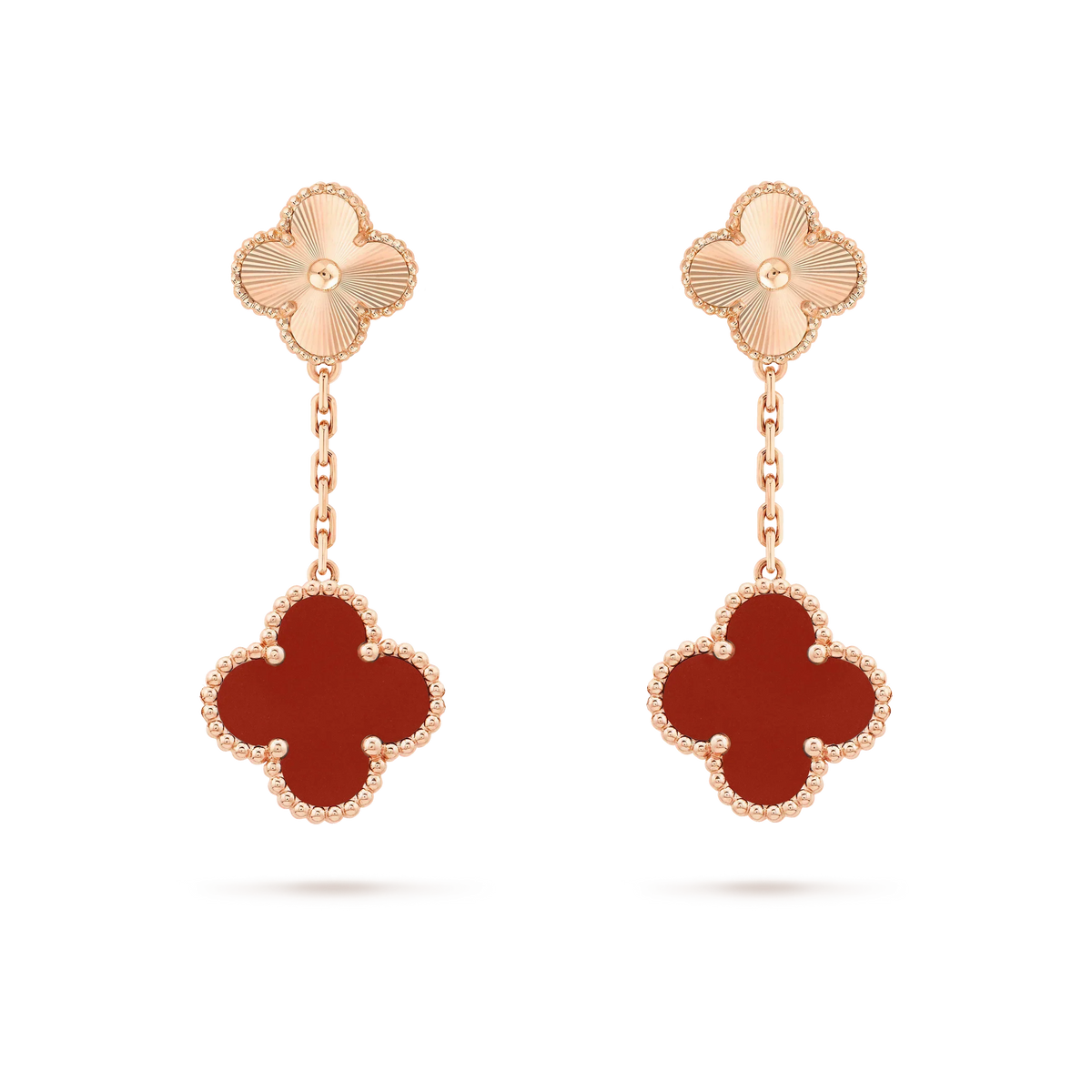 [⭐⭐JeweliWhal]CLOVER 2 MOTIF  LASER CARNELIAN EARRINGS