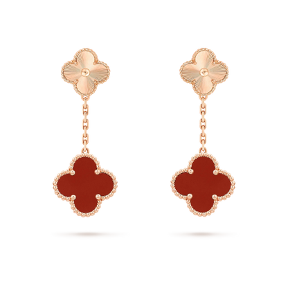 [⭐⭐JeweliWhal]CLOVER 2 MOTIF  LASER CARNELIAN EARRINGS