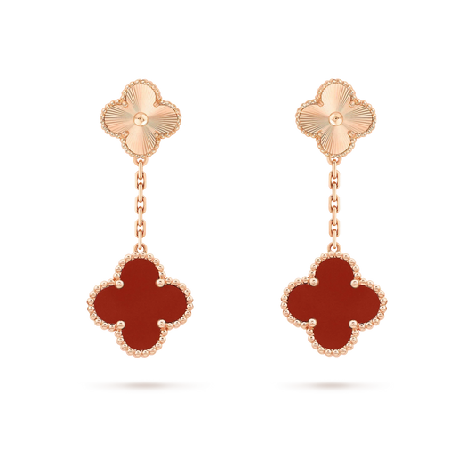 [⭐⭐JeweliWhal]CLOVER 2 MOTIF  LASER CARNELIAN EARRINGS