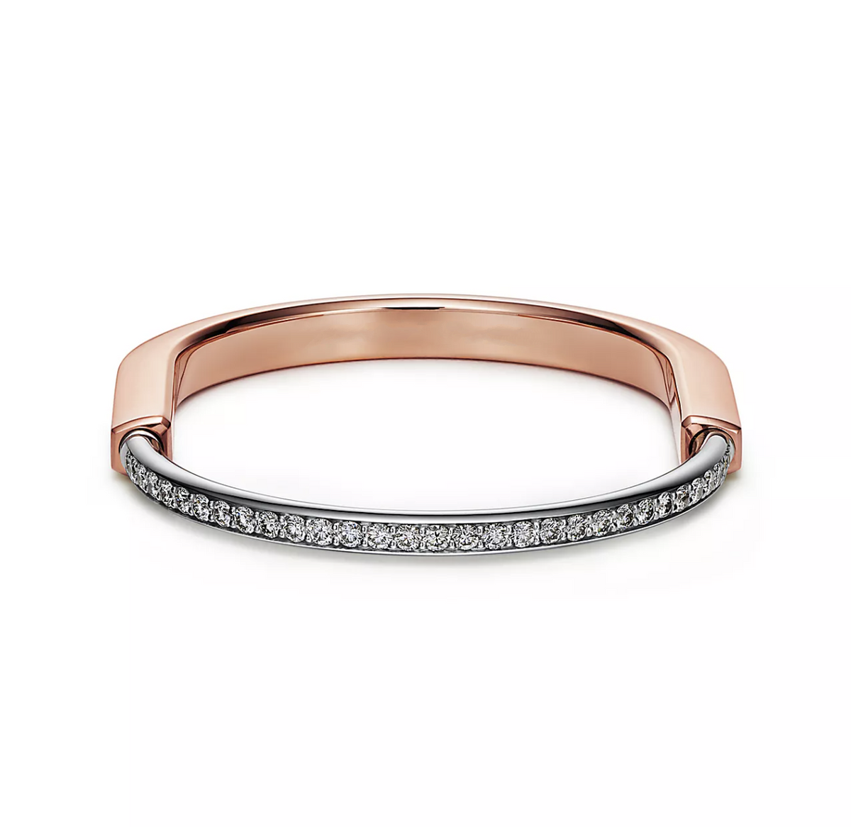 [⭐JeweliWhal]LOCK BRACELET ROSE AND WHITE GOLD DIAMOND
