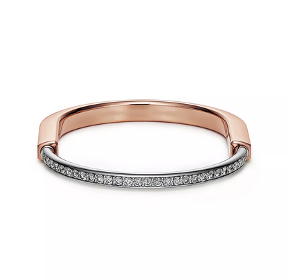 [⭐JeweliWhal]LOCK BRACELET ROSE AND WHITE GOLD DIAMOND