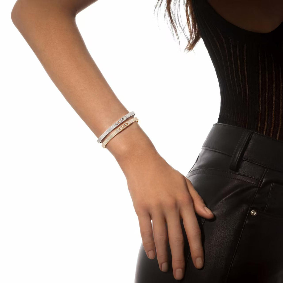[⭐⭐JeweliWhal]Move Noa Full Pavé Diamond Bangle Bracelet