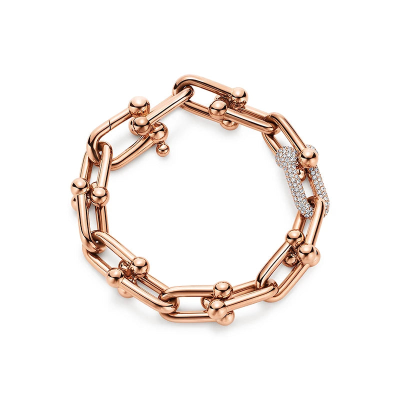 [⭐JeweliWhal]HARDWEAR BRACELET PINK GOLD AND SILVER DIAMOND