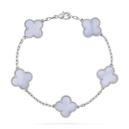 [⭐⭐JeweliWhal] CLOVER 5 MOTIF PURPLE CHALCEDONY BRACELET COLLECTION