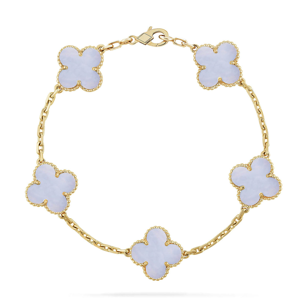 [⭐⭐JeweliWhal] CLOVER 5 MOTIF PURPLE CHALCEDONY BRACELET COLLECTION