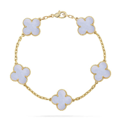 [⭐⭐JeweliWhal] CLOVER 5 MOTIF PURPLE CHALCEDONY BRACELET COLLECTION