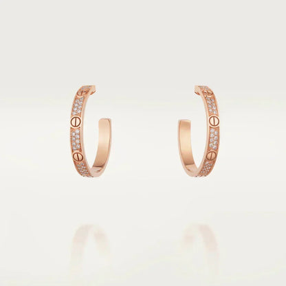 [⭐⭐JeweliWhal]LOVE DIAMOND PINK GOLD HOOP EARRINGS
