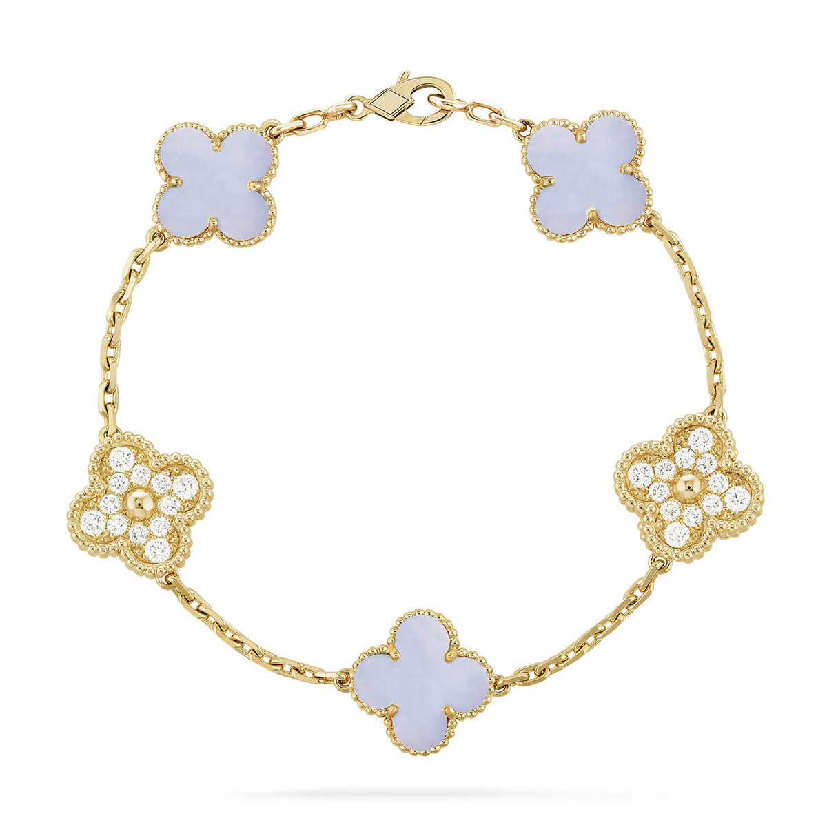 [⭐⭐JeweliWhal] CLOVER 5 MOTIF PURPLE CHALCEDONY BRACELET COLLECTION