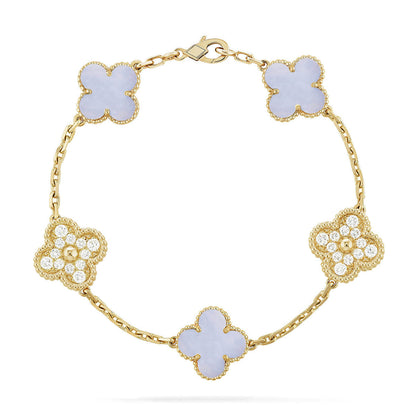 [⭐⭐JeweliWhal] CLOVER 5 MOTIF PURPLE CHALCEDONY BRACELET COLLECTION
