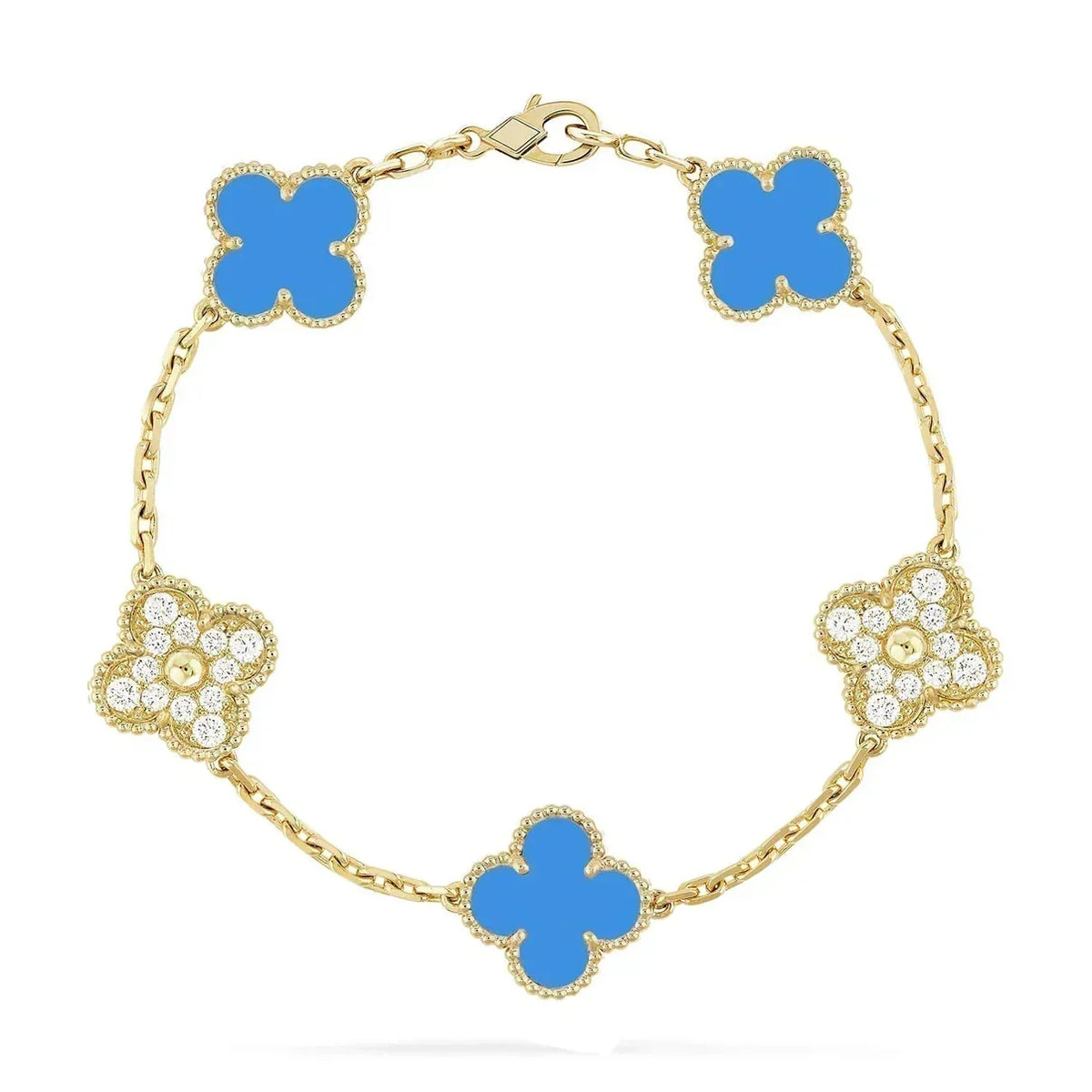[⭐⭐JeweliWhal] CLOVER 5 MOTIF BLUE AGATE BRACELET COLLECTION