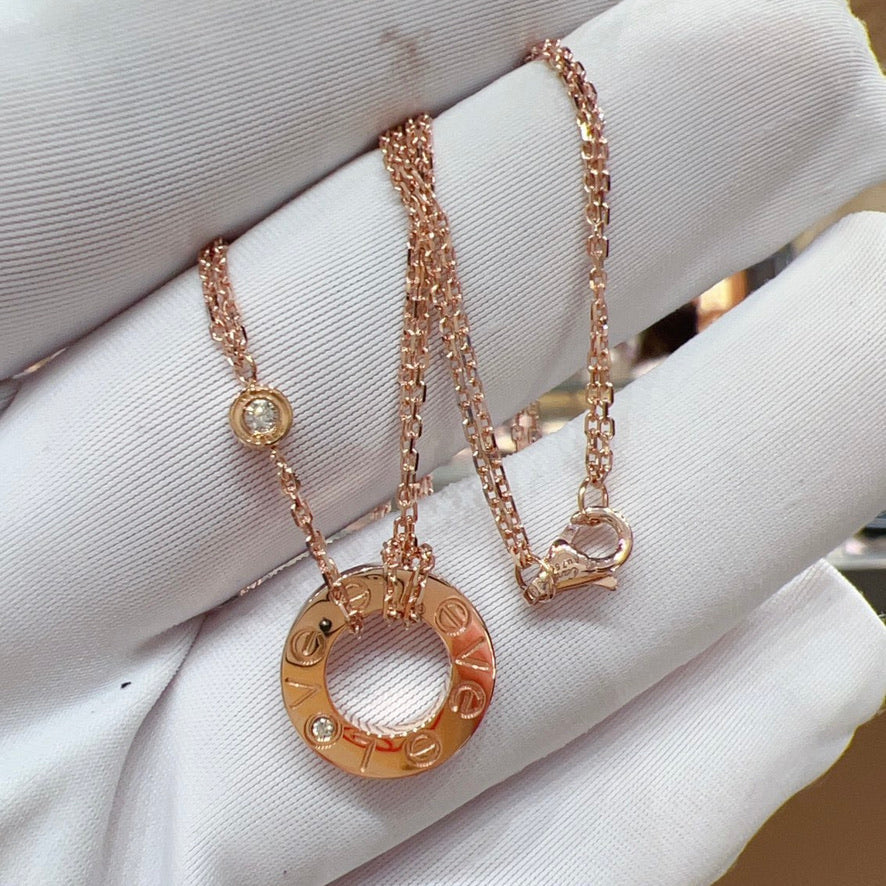 [⭐⭐JeweliWhal]ラブネックレス 16MM ダイヤモンド2石