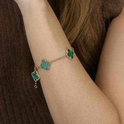 [⭐⭐JeweliWhal] CLOVER 5 MOTIF MALACHITE BRACELET COLLECTION
