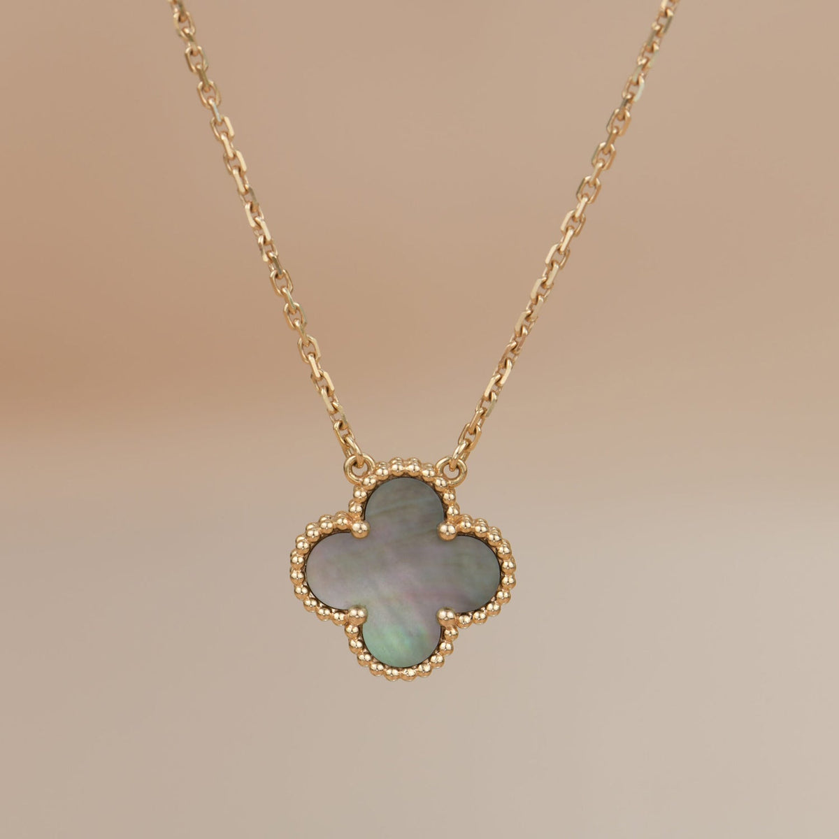 [⭐⭐JeweliWhal]CLOVER 15MM  GRAY MOTHER OF PEARL NECKLACE