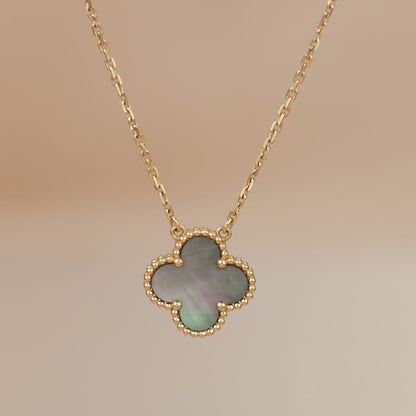 [⭐⭐JeweliWhal]CLOVER 15MM  GRAY MOTHER OF PEARL NECKLACE