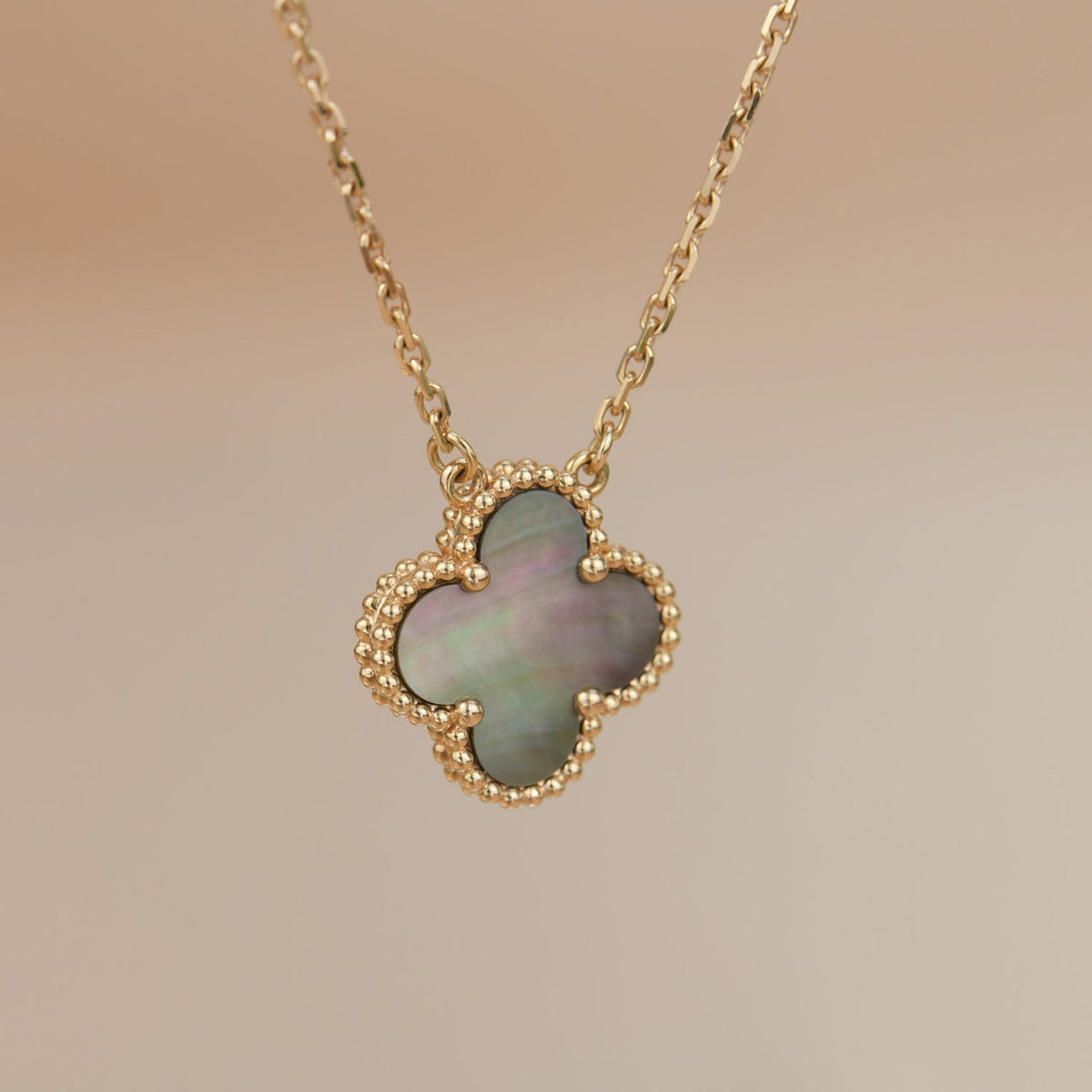 [⭐⭐JeweliWhal]CLOVER 15MM  GRAY MOTHER OF PEARL NECKLACE