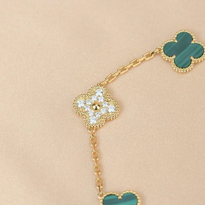 [⭐⭐JeweliWhal] CLOVER 5 MOTIF MALACHITE BRACELET COLLECTION