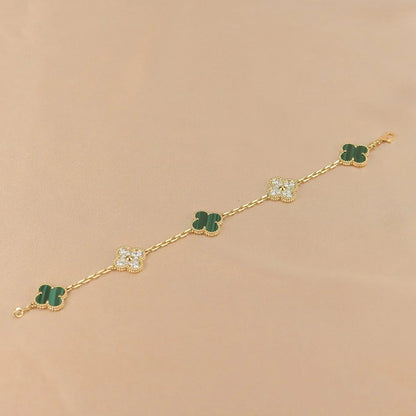 [⭐⭐JeweliWhal] CLOVER 5 MOTIF MALACHITE BRACELET COLLECTION