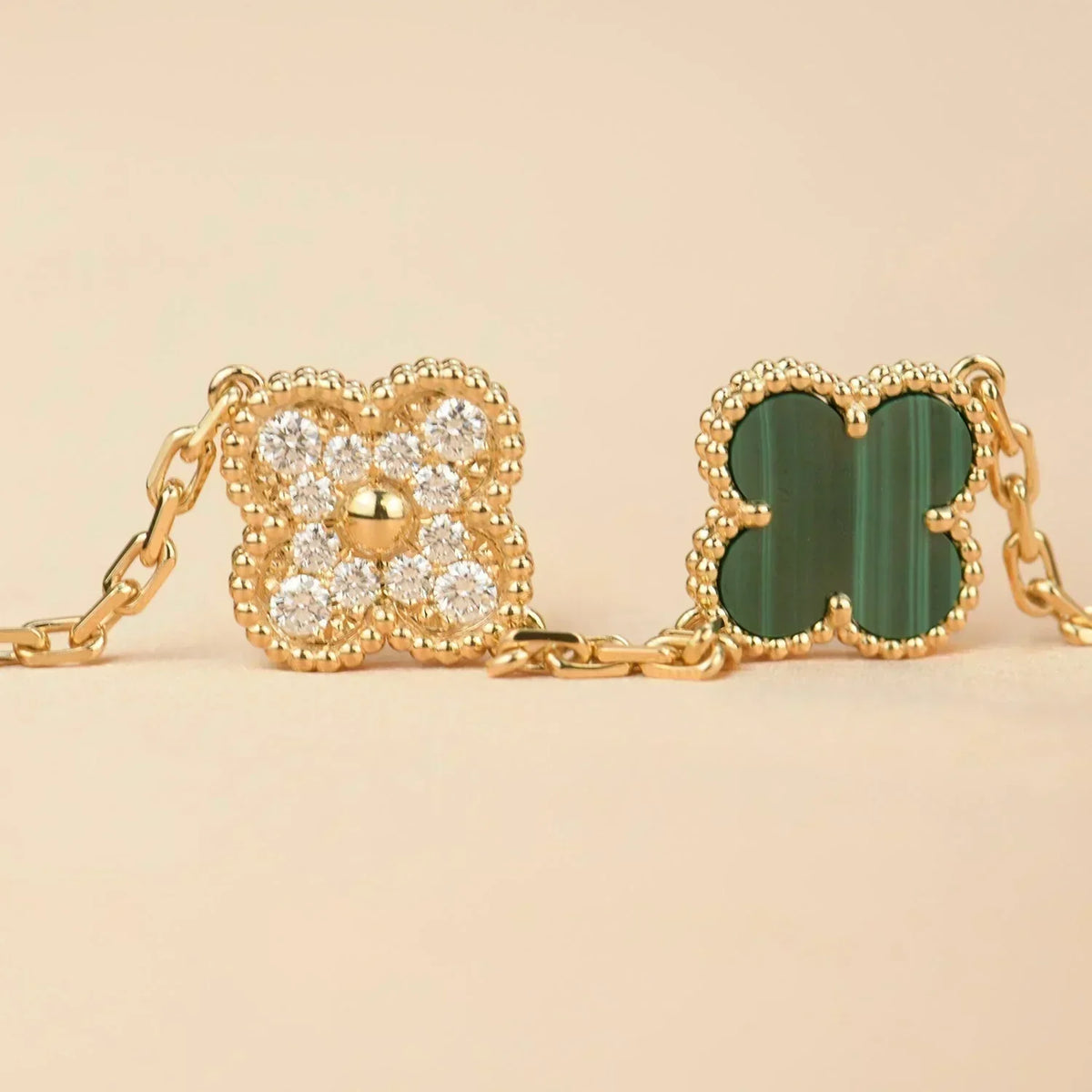 [⭐⭐JeweliWhal] CLOVER 5 MOTIF MALACHITE BRACELET COLLECTION