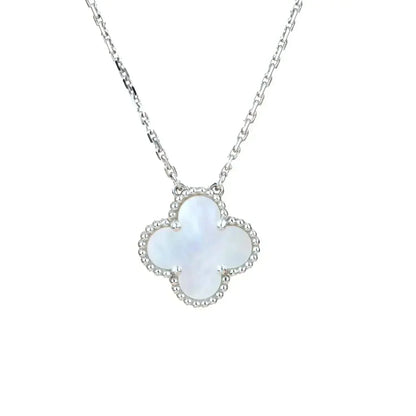 [⭐⭐JeweliWhal]CLOVER  15MM WHITE MOTHER-OF-PEARL SILVER