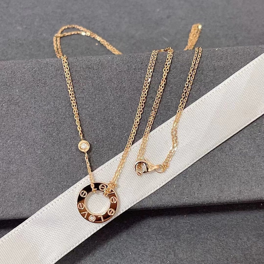 [⭐⭐JeweliWhal]ラブネックレス 16MM ダイヤモンド2石
