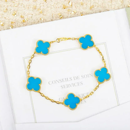 [⭐⭐JeweliWhal] CLOVER 5 MOTIF TURQUOISE BRACELET COLLECTION