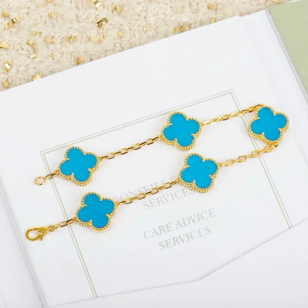 [⭐⭐JeweliWhal] CLOVER 5 MOTIF TURQUOISE BRACELET COLLECTION