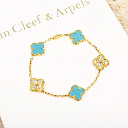 [⭐⭐JeweliWhal] CLOVER 5 MOTIF TURQUOISE BRACELET COLLECTION