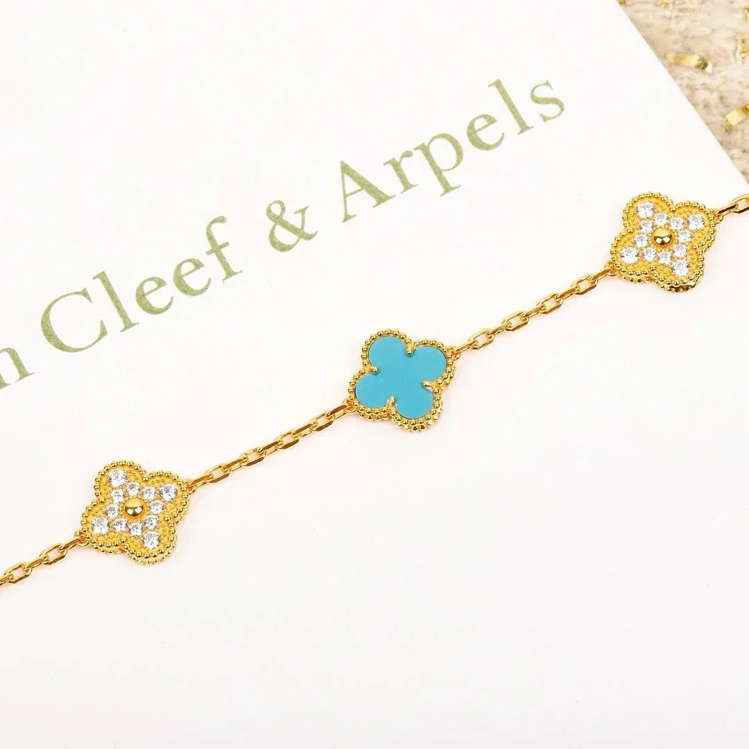 [⭐⭐JeweliWhal] CLOVER 5 MOTIF TURQUOISE BRACELET COLLECTION