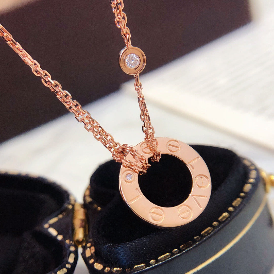 [⭐⭐JeweliWhal]ラブネックレス 16MM ダイヤモンド2石