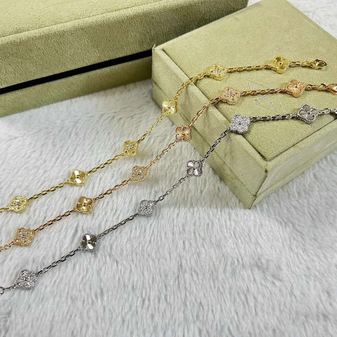 [⭐⭐JeweliWhal]クローバー6モチーフ ダイヤモンド レーザーブレスレット