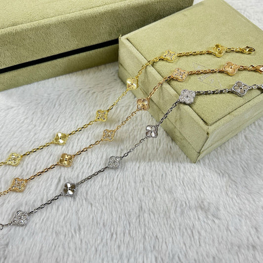 [⭐⭐JeweliWhal]CLOVER 6 MOTIF DIAMOND LASER BRACELET
