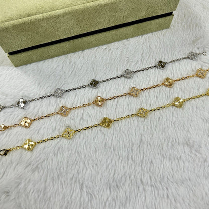 [⭐⭐JeweliWhal]クローバー6モチーフ ダイヤモンド レーザーブレスレット