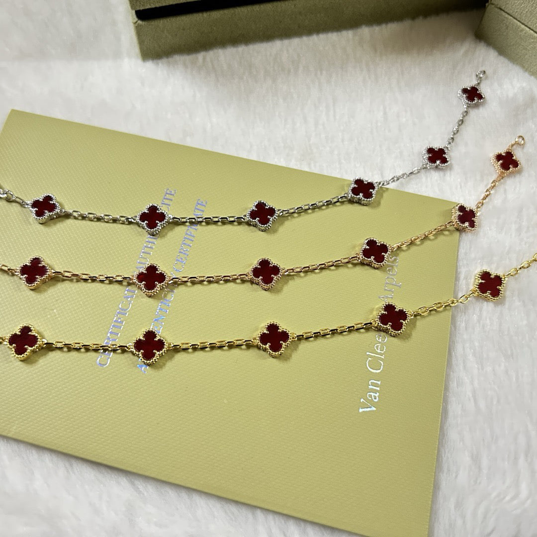 [⭐⭐JeweliWhal]CLOVER 6 MOTIF RED AGATE BRACELET