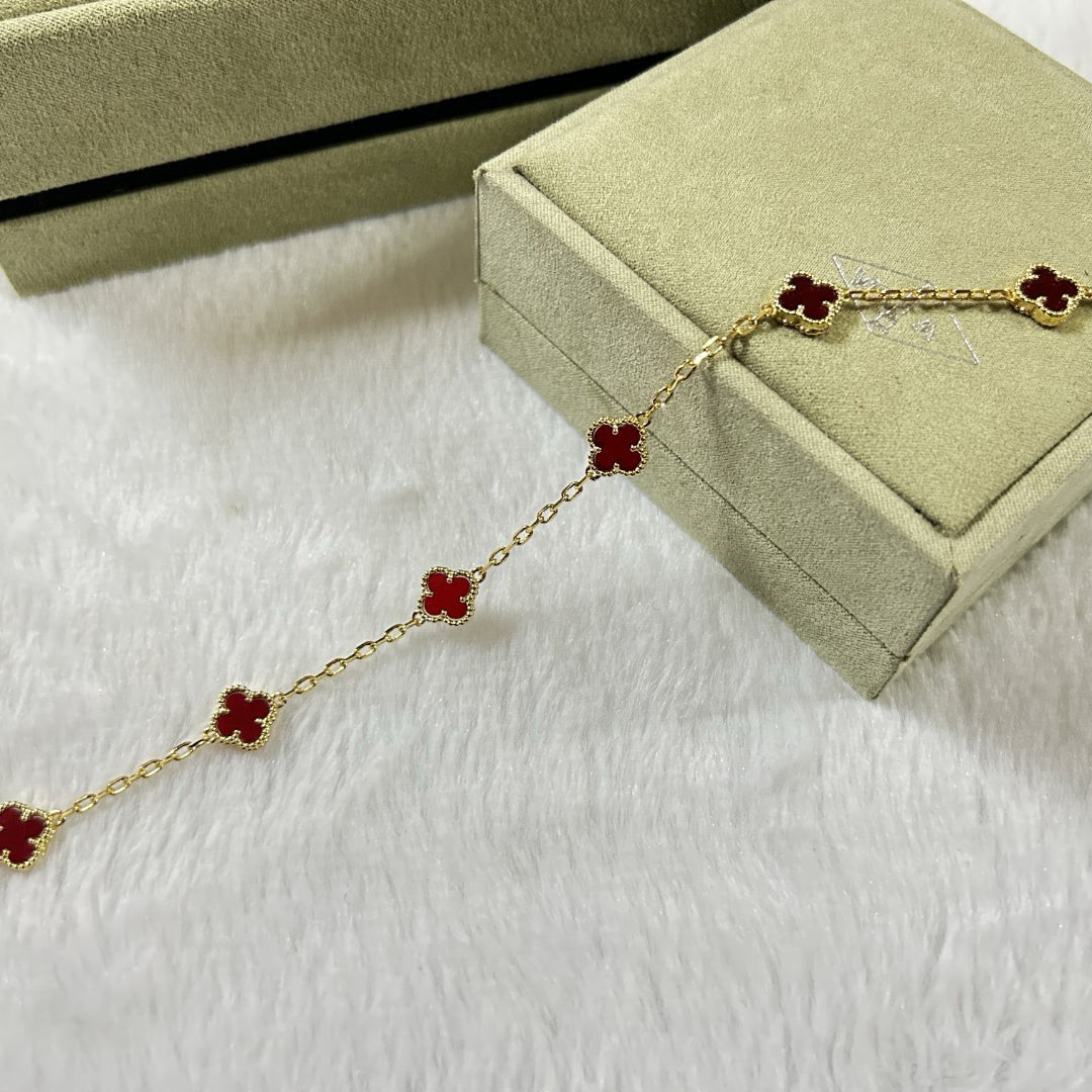 [⭐⭐JeweliWhal]CLOVER 6 MOTIF RED AGATE BRACELET