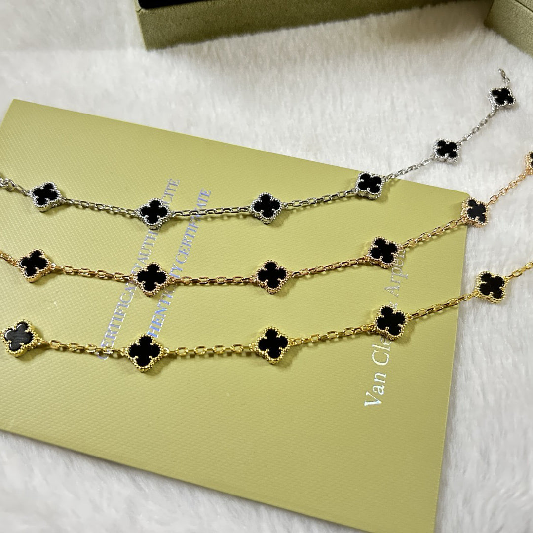[⭐⭐JeweliWhal]クローバー 6モチーフ オニキス ブレスレット