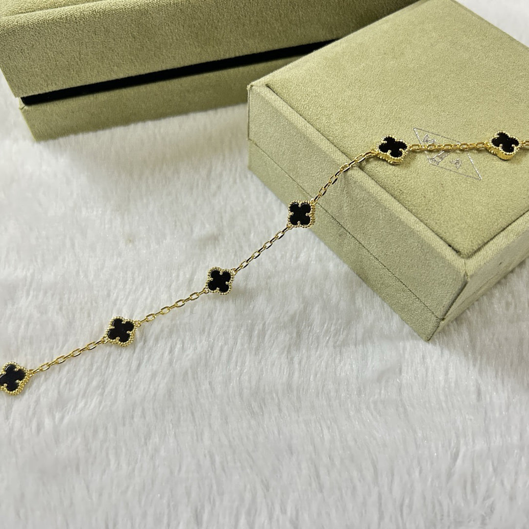 [⭐⭐JeweliWhal]クローバー 6モチーフ オニキス ブレスレット