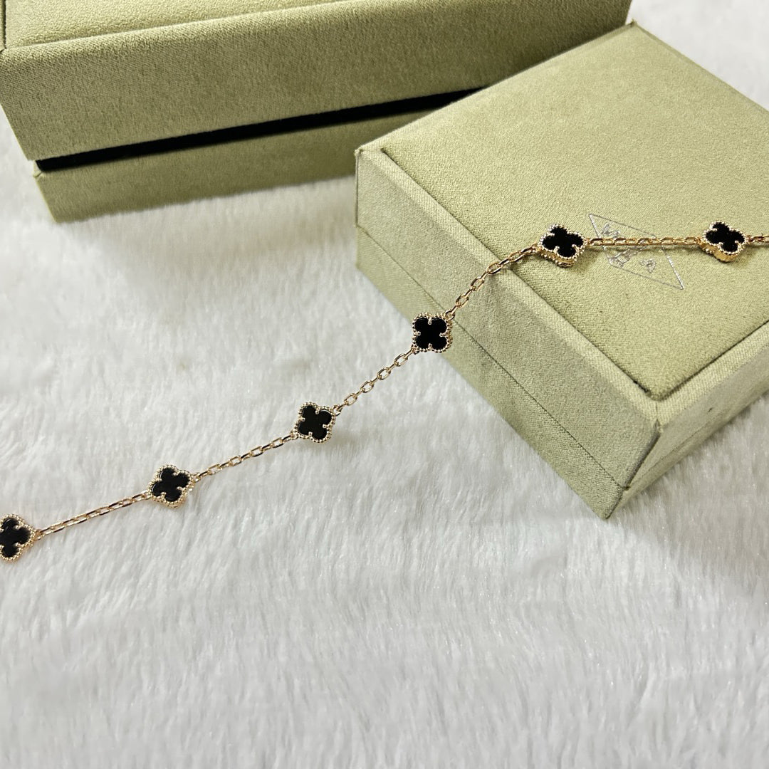 [⭐⭐JeweliWhal]クローバー 6モチーフ オニキス ブレスレット
