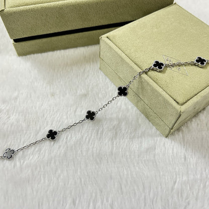 [⭐⭐JeweliWhal]クローバー 6モチーフ オニキス ブレスレット