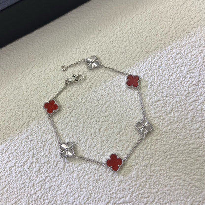 [⭐⭐JeweliWhal]CLOVER 6 MOTIF RED AGATE LASER BRACELET