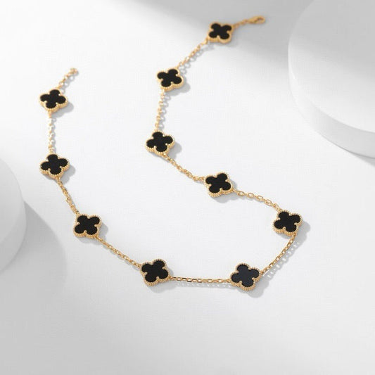 [⭐⭐JeweliWhal]CLOVER 10 MOTIFS ONYX NECKLACE