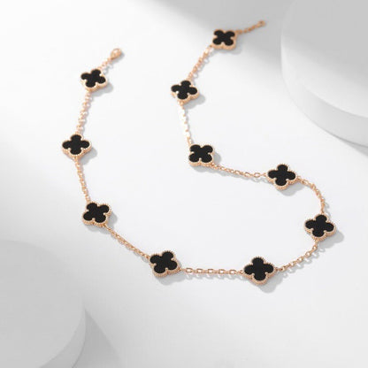 [⭐⭐JeweliWhal]クローバー 10モチーフ オニキス ネックレス