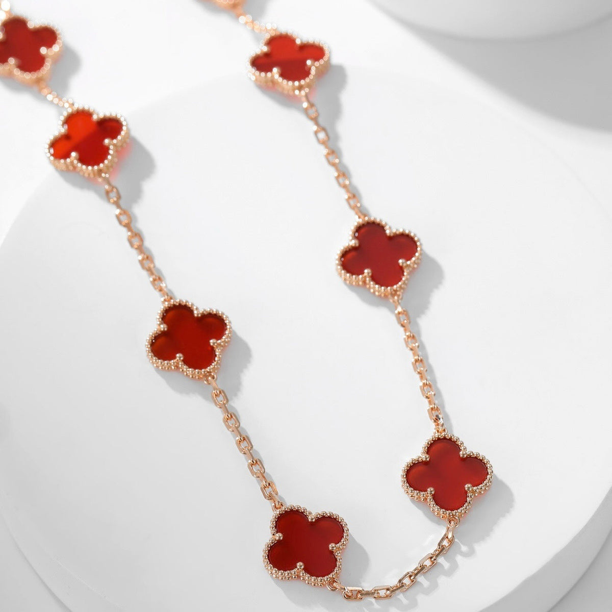 {
  "⭐⭐JeweliWhal]CLOVER 10 MOTIFS CARNELIAN NECKLACE": "⭐⭐JeweliWhal]クローバー 10モチーフ カーネリアン ネックレス"
}