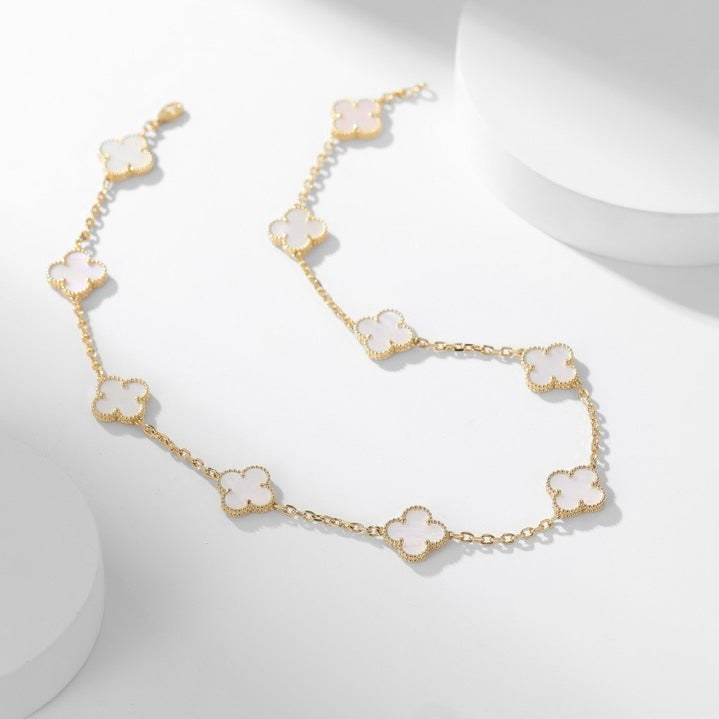 [⭐⭐JeweliWhal]CLOVER 10 MOTIFS WHITE MOTHER OF PEARL NECKLACE